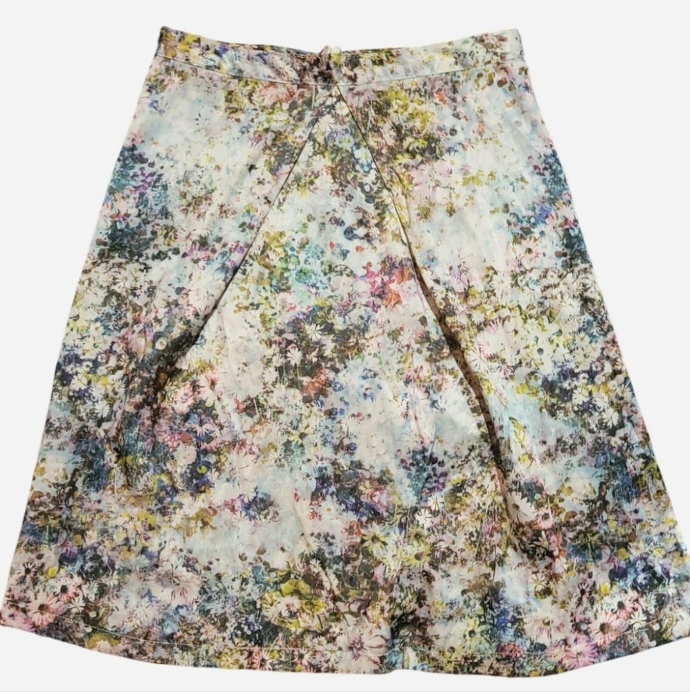 handmade watercolor floral silk satin skirt